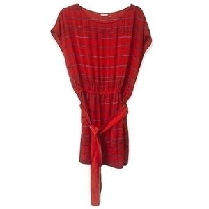 DKNYC Dress Size L Red with grey stripes 100% Polyester